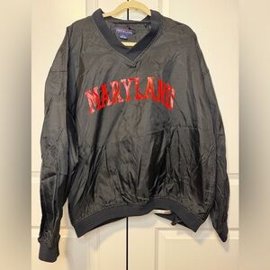 Vintage Maryland Terrapins Pullover Windbreaker Black Red Fruit of the Loom L